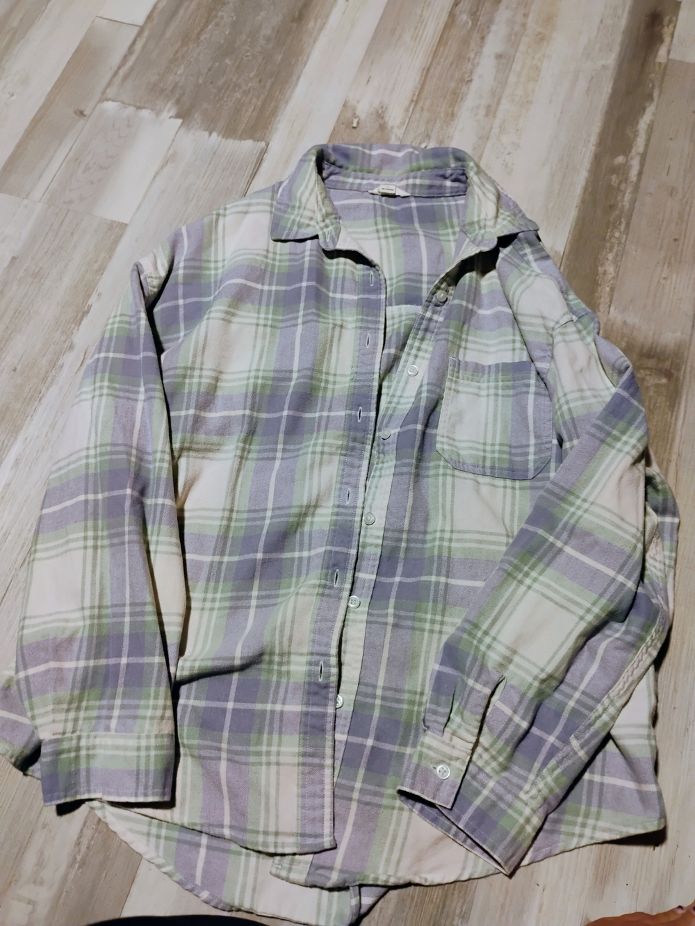 Aeropostale Lavender and Light Green Plaid Button-Down Shirt